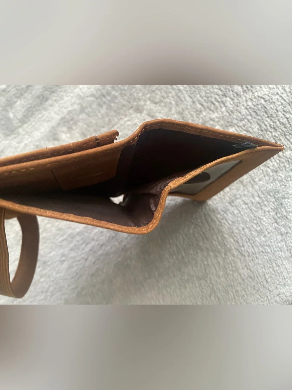 Genuine Leather Brown Minimalist Wallet ID Window